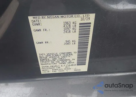 2020 Nissan Altima S Fwd из США, поврежденный, VIN 1N4BL4BV8LC177680